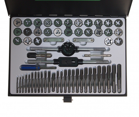 Набор метчиков и плашек RF-M060-3:метрический и дюймовый 60пр.ROCKFORCE /1