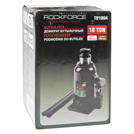 Домкрат гидравлический RF-T91004(DS) бутылочный с клапаном 10т (выс.подъема 200-385мм) ROCKFORCE /1/5