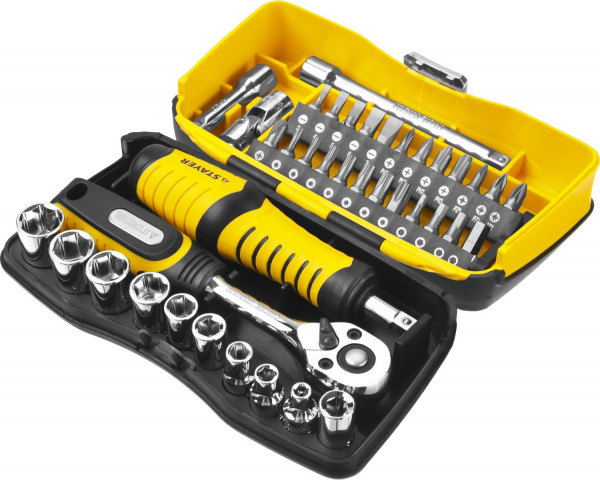 STAYER Pro Tech 39, 39 предм., универсальный набор инструмента (25135-H39) STAYER Pro Tech 39, 39 предм., универсальный набор инструмента (25135-H39)