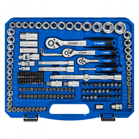 ЗУБР А-216, 216 предм., (1/2″+ 3/8″+ 1/4″), универсальный набор инструмента, Профессионал (27674-H216)