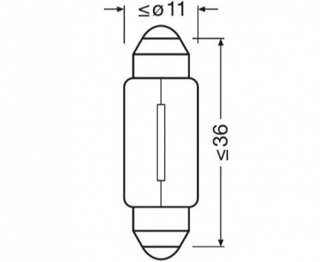 Автолампа C5W (SV8.5/8) 35мм 12V OSRAM /10/50 HIT