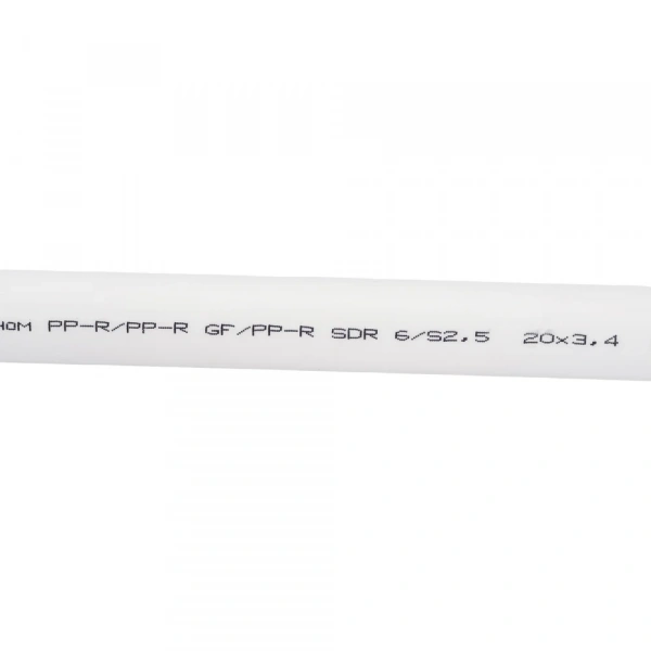 Труба Gigant PP-R белая, армированная стекловолокном Т 90°С SDR 6 (PN 25) 20x3.4 мм, 2 м GSG-7