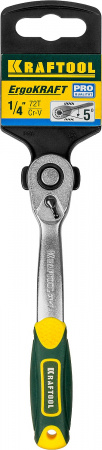 KRAFTOOL 1/4″, 72 зубца, изогнутая трещотка для торцовых головок, Pro (27795-1/4)