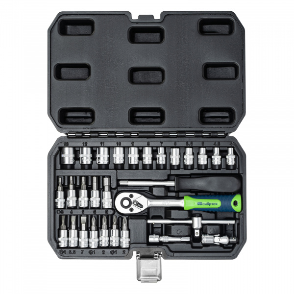 Набор инструментов, 1/4", пластиковый кейс, 29 предметов// Сибртех Набор инструментов, 1/4", пластиковый кейс, 29 предметов// Сибртех