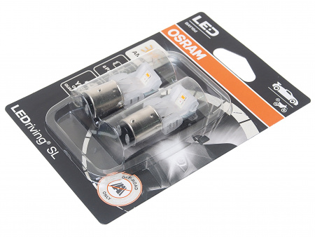 Автолампа P21/5W (BAY15d) LED (блистер, 2шт) YELLOW 12V OSRAM 1/10