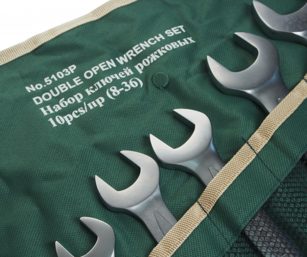 Набор ключей рожковых RF-5103P: 10пр.(8x10,9x11,12x13,14x15,16x17,18x19,21x23,22x24,27х30,32х36мм), на полотне ROCKFORCE /1/10 Набор ключей рожковых RF-5103P: 10пр.(8x10,9x11,12x13,14x15,16x17,18x19,21x23,22x24,27х30,32х36мм), на полотне ROCKFORCE /1/10