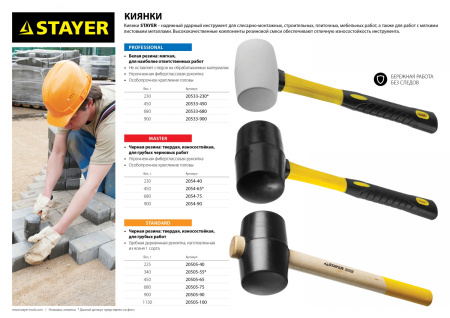 STAYER 450 г, чёрная, резиновая киянка, Professional (2054-65)
