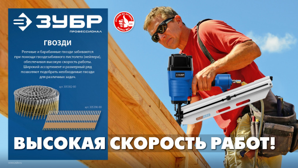 ЗУБР CRN 25 х 3.1 мм, барабанные гвозди кровельные оцинкованные, 9000 шт (305385-25)