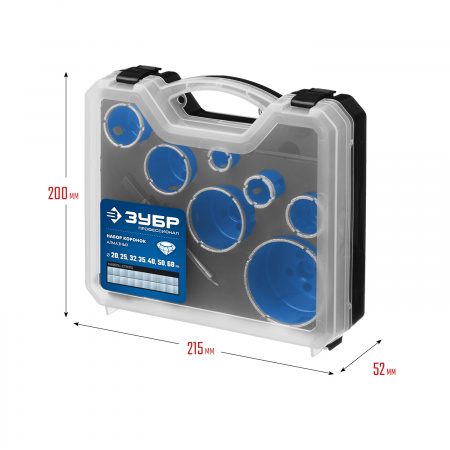 ЗУБР 7 шт, (d 20/25/32/35/40/50/68 мм), набор алмазных коронок с оснасткой, Профессионал (29870-H7)