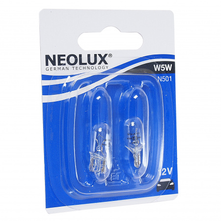 Автолампа W5W (W2.1*9.5d) (блистер, 2шт) 12V NEOLUX /1/10/50