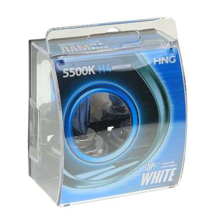 Автолампа H4 (75/70) P43t SUPER WHITE 5500K (2шт) 24V HNG /1/5/50