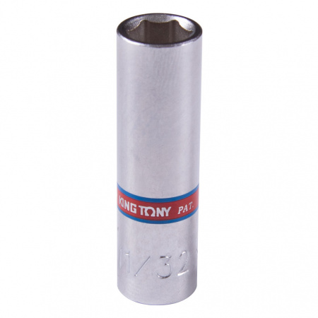 Головка торцевая глубокая шестигранная 1/4", 11/32", дюймовая KING TONY 223511S