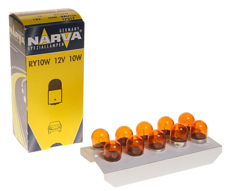 Автолампа RY10W (BAU15s) YELLOW 12V NARVA /10/100