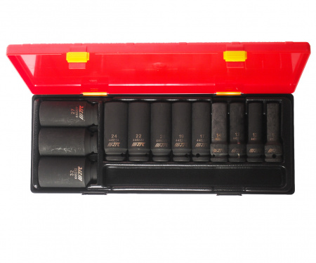 JTC Набор головок торцевых 1/2" 6-ти гранных 10-32мм ударных глубоких 12 предметов в кейсе JTC