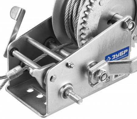 ЗУБР 1.1 т, 8 м, ручная барабанная тяговая тросовая лебедка, Профессионал (43113-1.1)