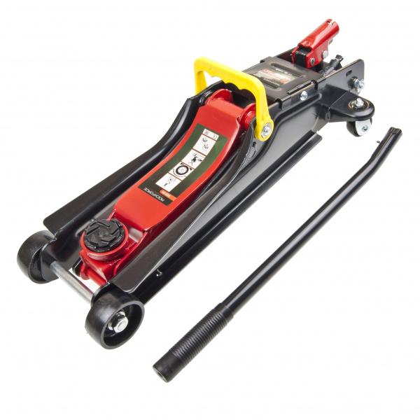 Домкрат гидравлический RF-T82010R, подкатной низкопрофильный с резиновой накладкой 3т (h min 85мм,h max 385мм), в кейсе  ROCKFORCE /1