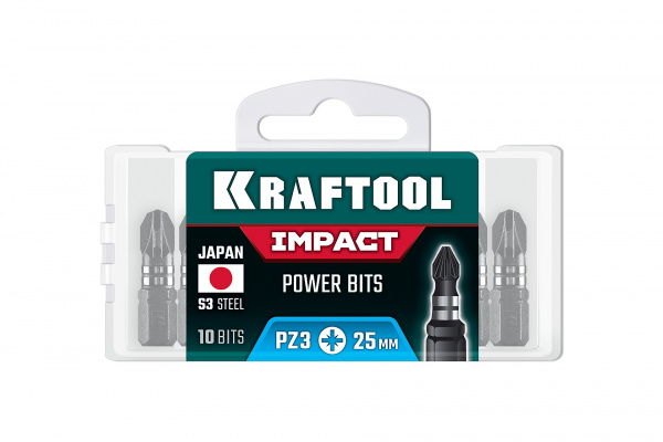 KRAFTOOL Impact PZ 3, 25 мм, 10 шт, ударные биты (26193-3-25-S10)
