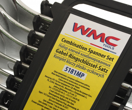 Набор ключей WMC-5181MP: комбинированных 18пр. (8-19, 21, 22, 24, 27, 30, 32мм),в пластиковом держателе WMC TOOLS /1/6