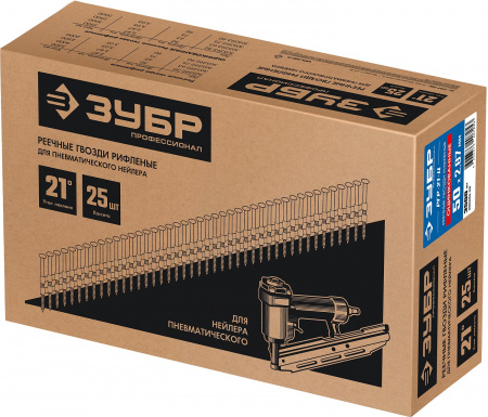 ЗУБР SN21 50 х 2.87 мм, реечные гвозди рифленые оцинкованные, 3500 шт (305393-50)
