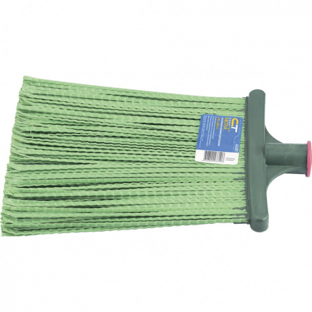 Метла полипропиленовая, 270 х 260 х 1490 мм, плоская распушенная, деревянный черенок, Россия, Сибртех