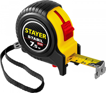 STAYER Stabil, 7.5 м х 25 мм, рулетка с двухсторонней шкалой, Professional (34131-075)