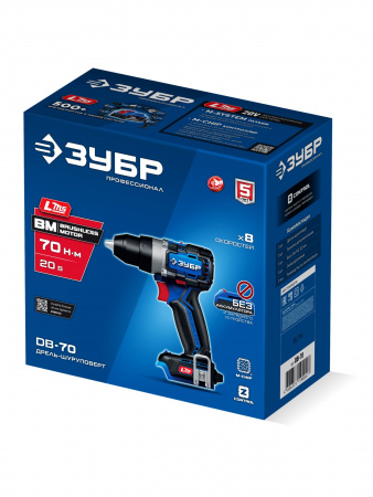 ЗУБР 20 В, 70 Н·м, без АКБ (LMS), бесщеточная дрель-шуруповерт, ПРОФЕССИОНАЛ (DB-70)