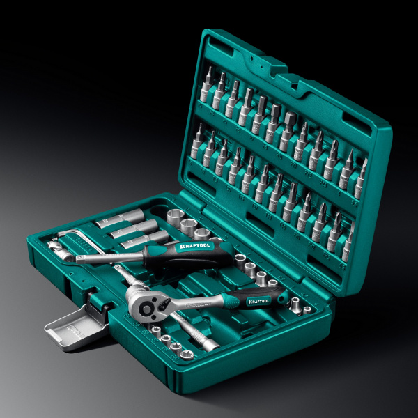 KRAFTOOL X-Drive, 57 предм., (1/4″), универсальный набор инструмента (27885-H57) KRAFTOOL X-Drive, 57 предм., (1/4″), универсальный набор инструмента (27885-H57)