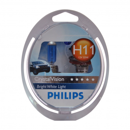 Автолампа H11 (55) PGJ19-2 CrystalVision 4300K (2шт+2шт W5W) 12V PHILIPS /1/5/30