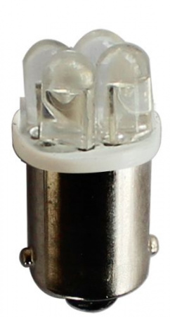 Автолампа T4W (BA9s) 4 LED WHITE 6000K 28лм  24V MEGAPOWER /10 /100