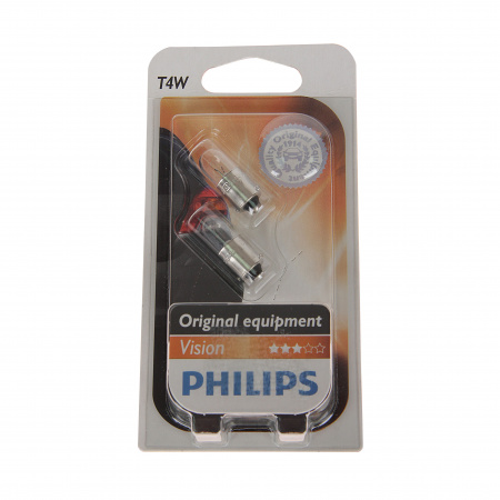 Автолампа T4W (BA9s) (блистер, 2шт) 12V PHILIPS /1/10