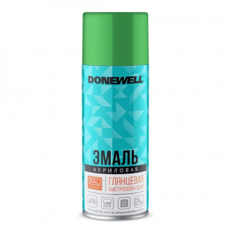 Эмаль аэроз. акриловая светло-зеленая глянцевая RAL6024 520мл Donewell DW-A6024 (12)
