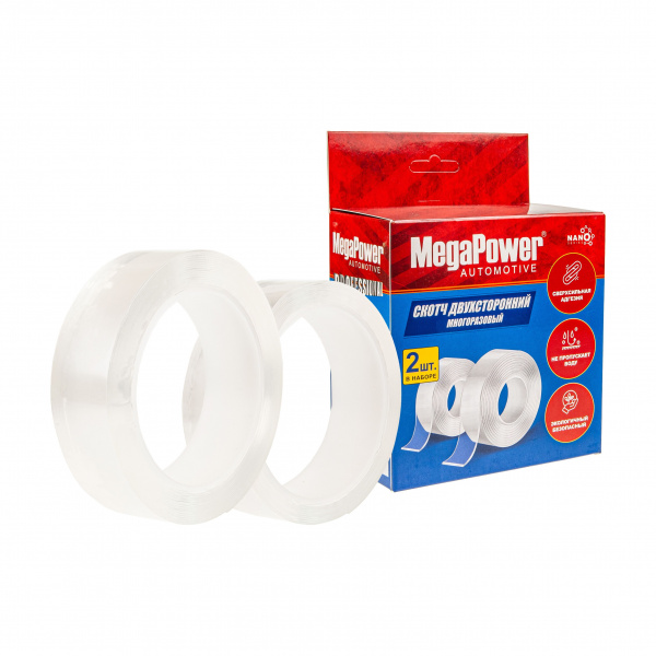 Скотч двухсторонний EW-101 NANO набор 2шт. (30мм х 3м, 0,8мм прозрачный, 30мм х 5м, 0,8мм прозрачный) многоразовый сверхсильный MEGAPOWER /1/10 Скотч двухсторонний EW-101 NANO набор 2шт. (30мм х 3м, 0,8мм прозрачный, 30мм х 5м, 0,8мм прозрачный) многоразовый сверхсильный MEGAPOWER /1/10