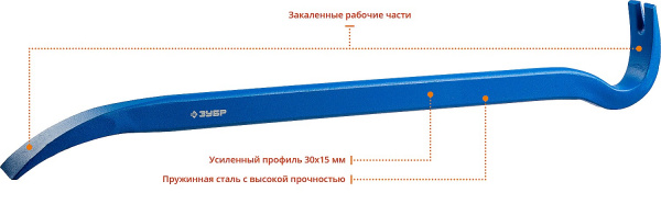 ЗУБР Титан, 600 мм, 30 х 15 мм, лом-гвоздодер, Профессионал (2165-60)