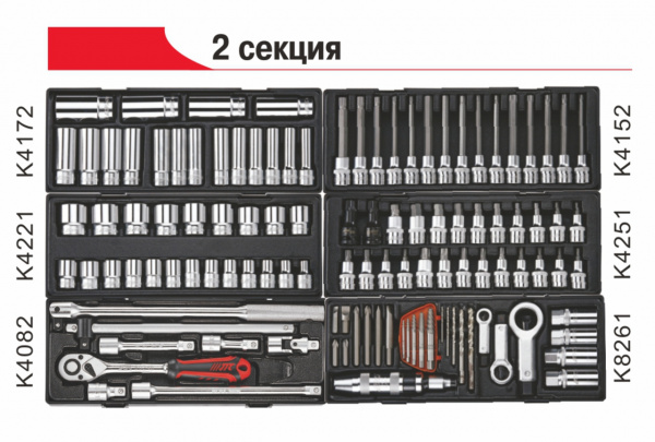 JTC Тележка инструментальная 8 секций (JTC-5641) с набором инструментов 496 предметов JTC JTC Тележка инструментальная 8 секций (JTC-5641) с набором инструментов 496 предметов JTC