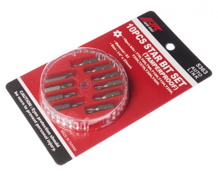 JTC Набор бит 1/4" TORX T7H-T40H с отверстием 10 предметов в кейсе JTC