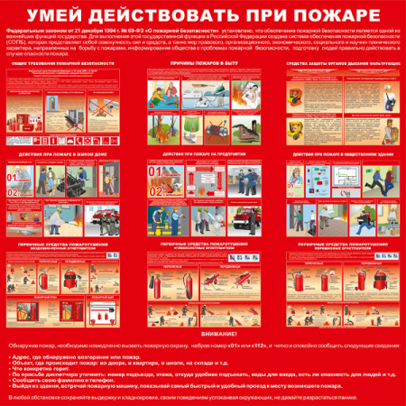 Стенд «Умей действовать при пожаре» Стенд «Умей действовать при пожаре»