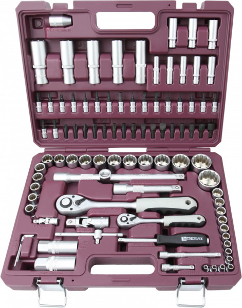 TS094/12 Набор инструмента универсальный 1/4", 1/2"DR с головками торцевыми 12-гранными, 94 предмета TS094/12 Набор инструмента универсальный 1/4", 1/2"DR с головками торцевыми 12-гранными, 94 предмета