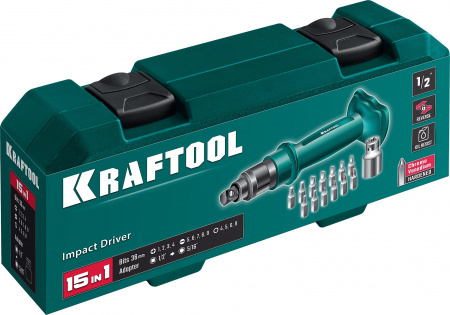 KRAFTOOL ID-15, 15 предм., ударно-поворотная отвертка (25550-Н10)