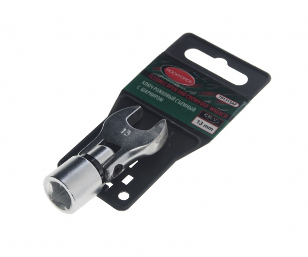 Ключ рожковый 13мм RF-751313AF съемный с шарниром 3/8", на пластиковом держателе ROCKFORCE /1